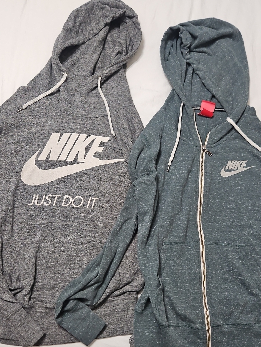 Two Nike Hoodies In Grey And Green